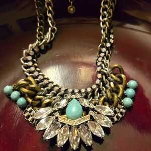 Lydell Statement Necklace with Turquoise and Crystal Accents